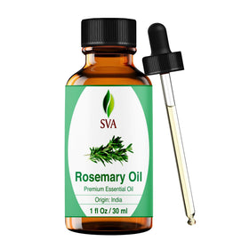 SVA ORGANICS rosemary oil staged in a bath setting for relaxation use