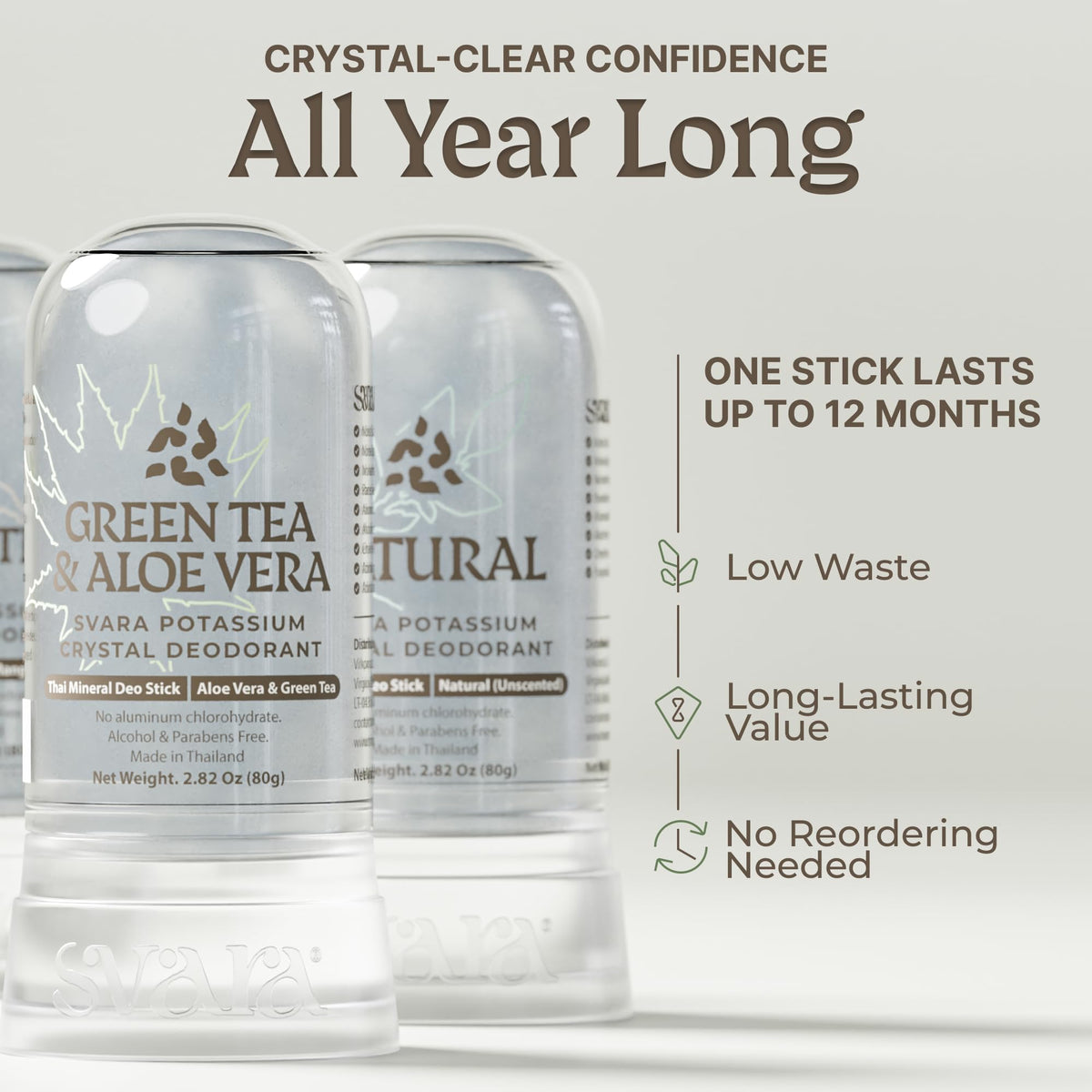 SVARA green tea and aloe scent display suggesting light, refreshing aroma