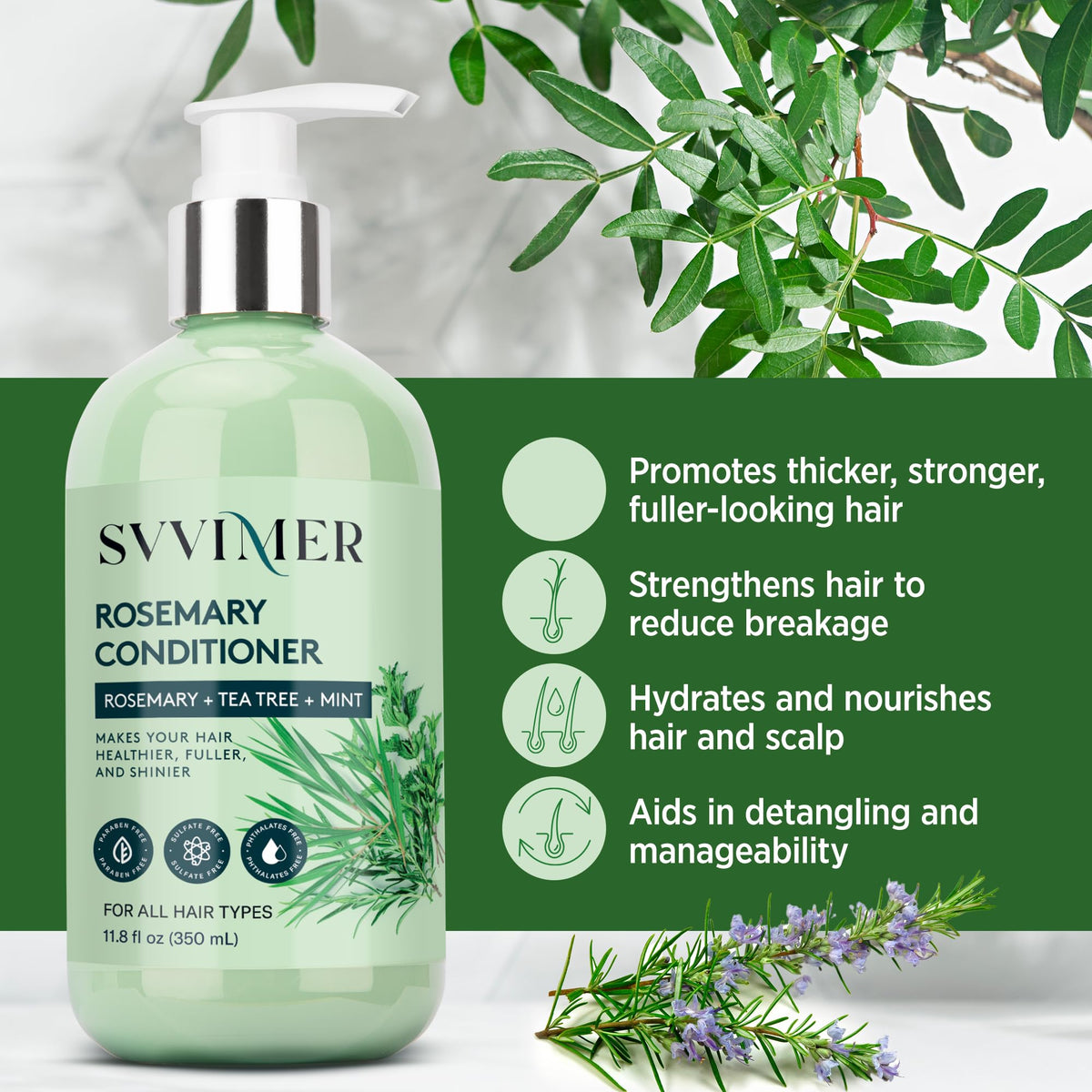 Svvimer creamy conditioner pour showing texture and hydration