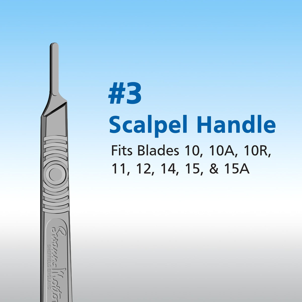 Swann-Morton ruler close-up on handle showing graduated markings for accurate measurement