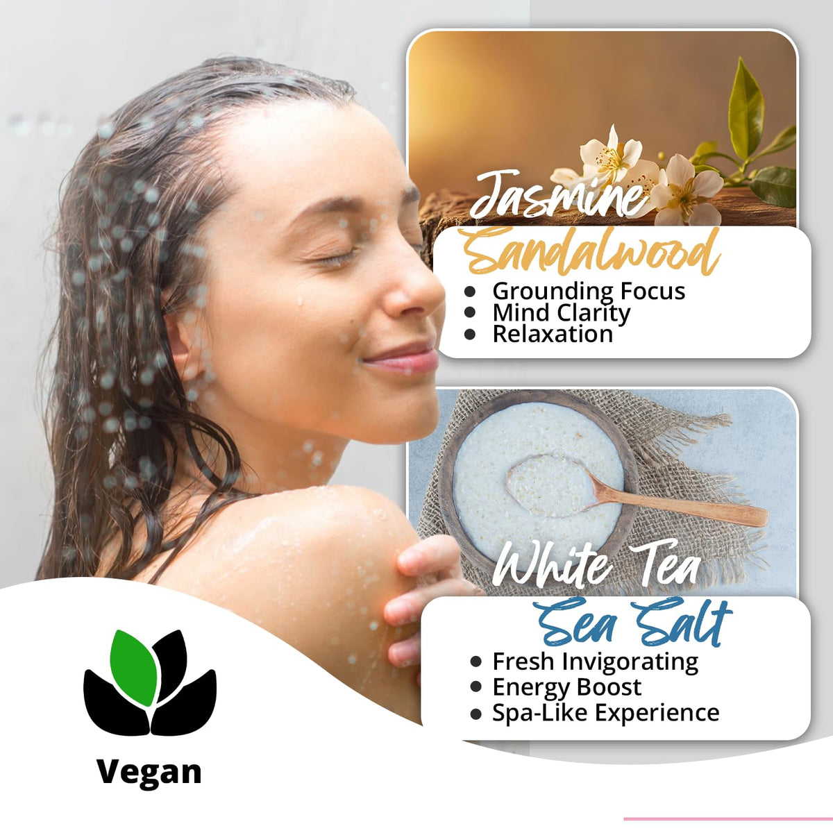 SWCANDY steamer placed on shower floor releasing steam for an at-home spa benefit