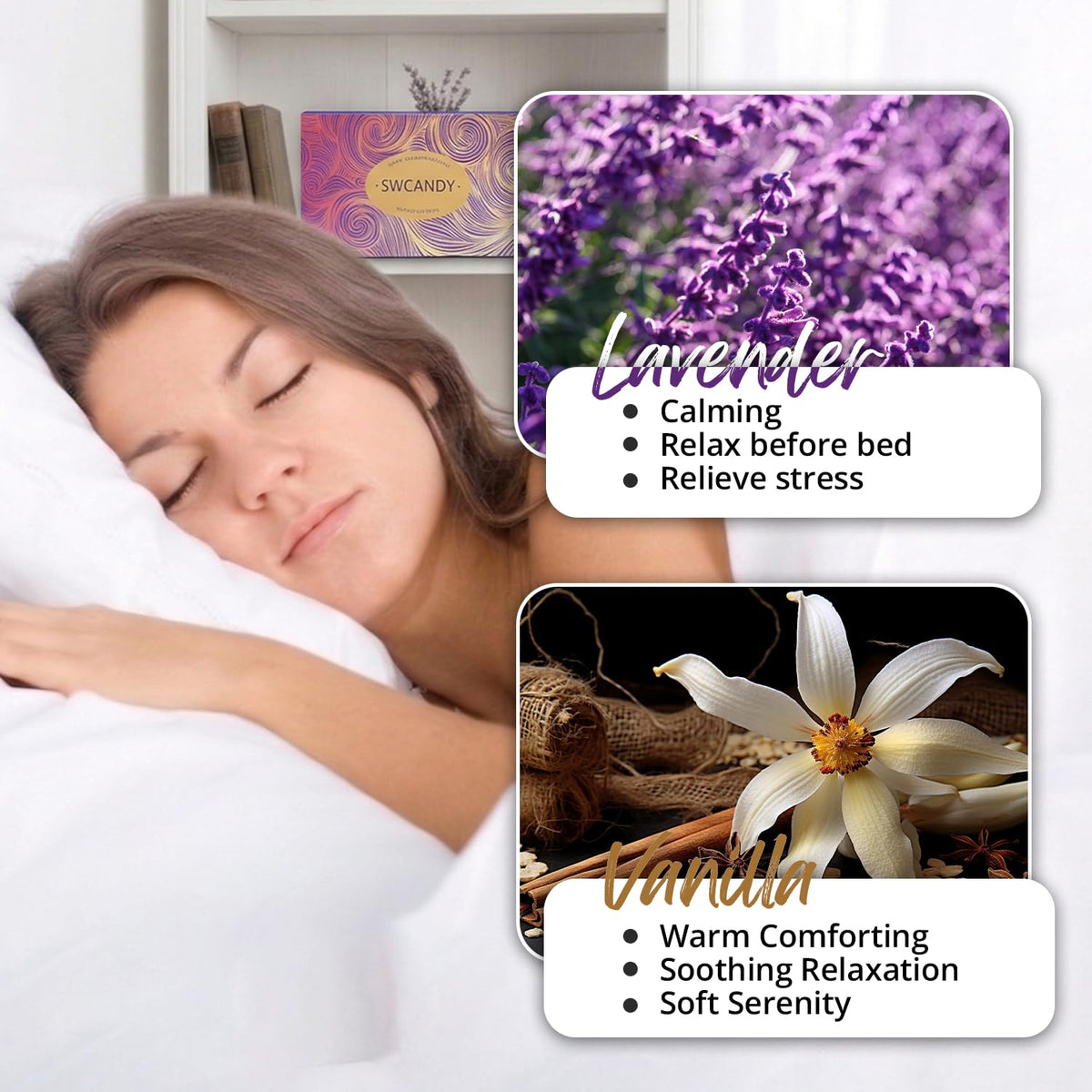 SWCANDY ingredient label close-up listing natural essential oils for transparent sourcing