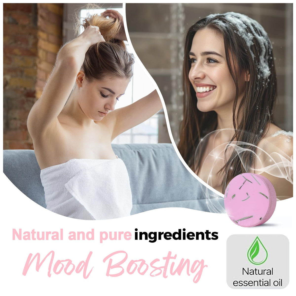 SWCANDY tablet fizzing in shower demonstrating aroma release benefit