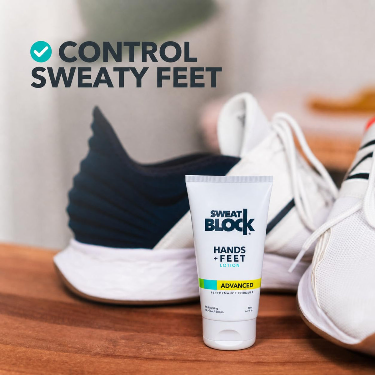 Applying SweatBlock to hands for dry palms and improved grip during meetings
