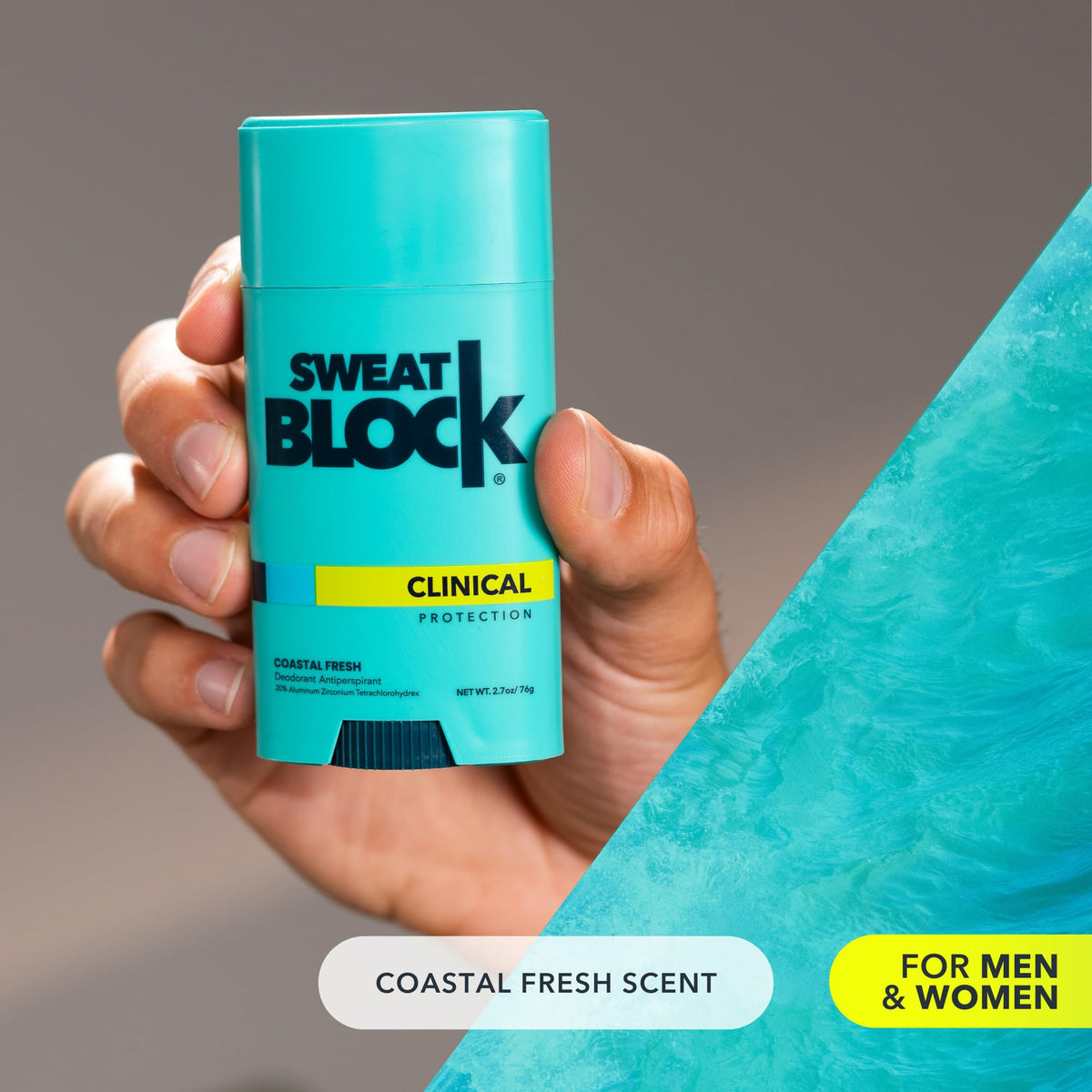 Applying SweatBlock to underarm illustrating practical sweat and odor control