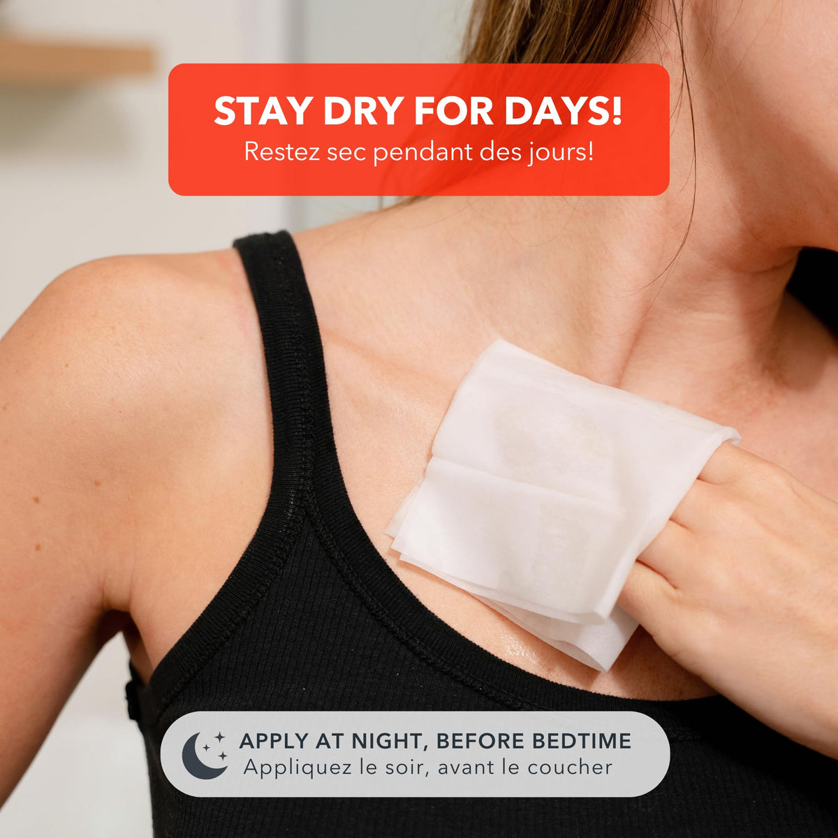 SweatBlock applied to underarm showing targeted sweat protection and dryness