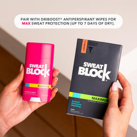 Active lifestyle scene with SweatBlock conveying confidence during activity