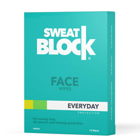 SweatBlock front packaging showing 15-count and convenience benefit