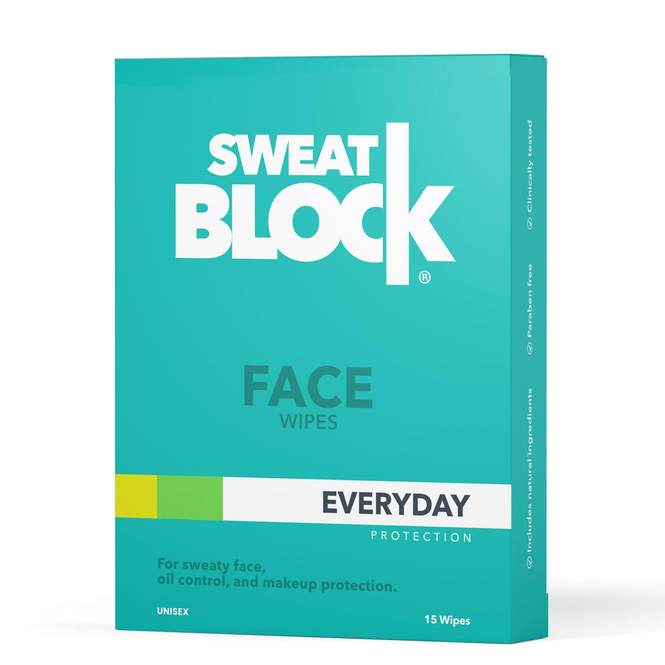 SweatBlock front packaging showing 15-count and convenience benefit