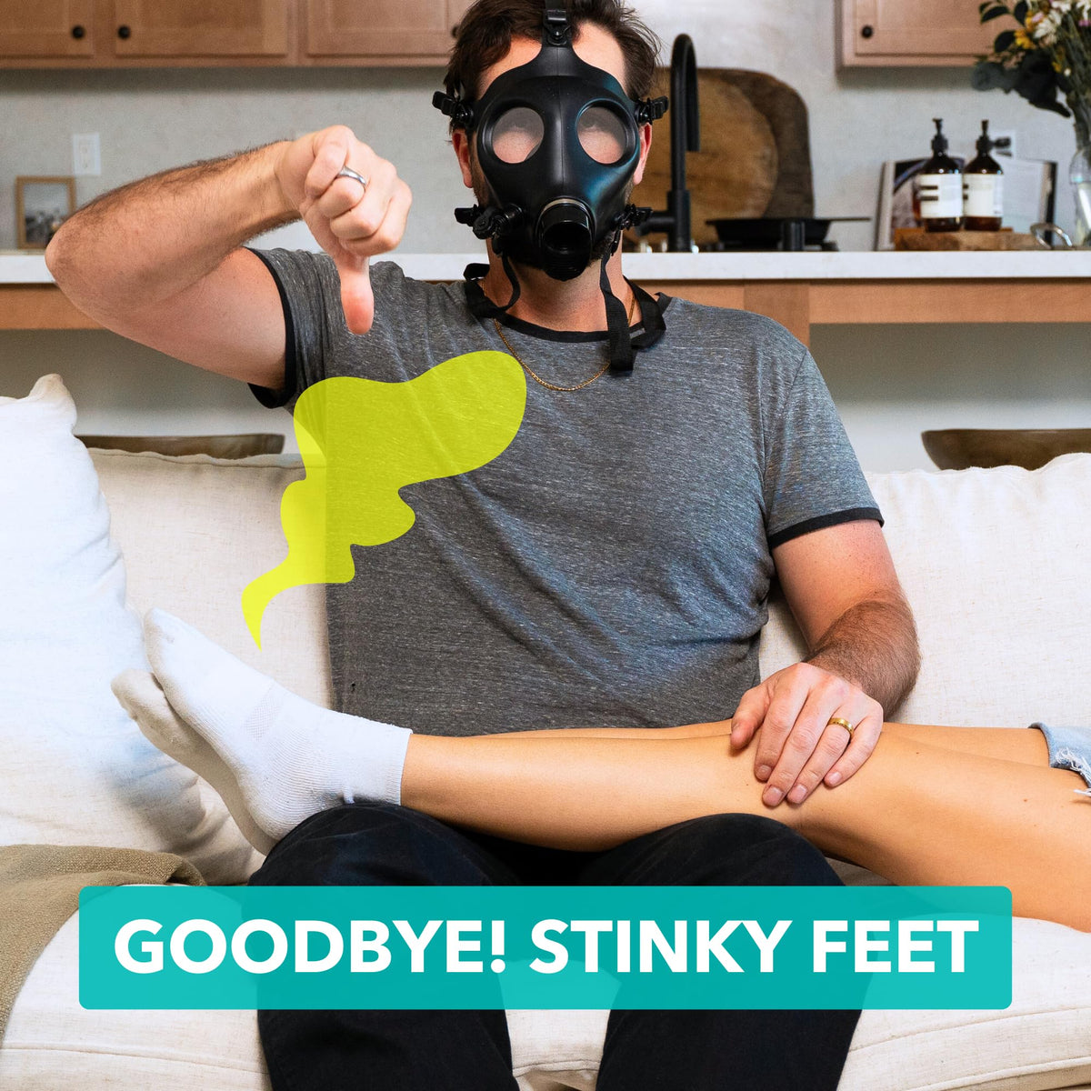 Applying SweatBlock on foot demonstrating fast absorption and dryness