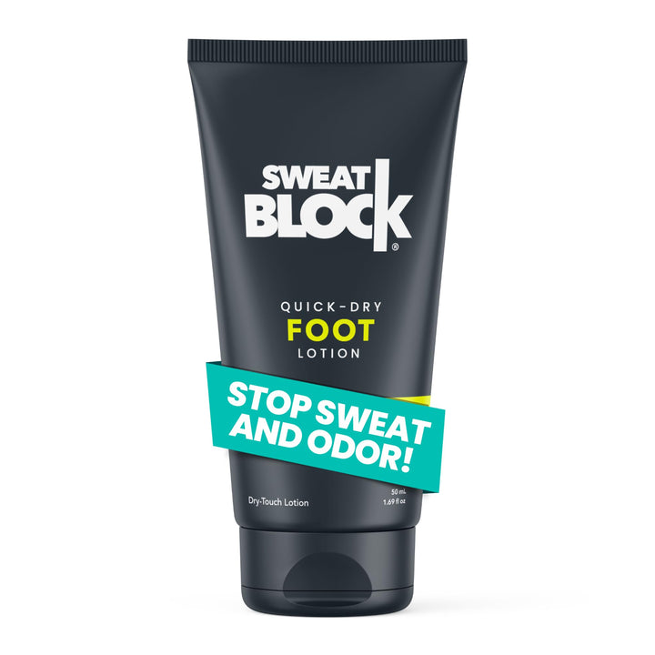 SweatBlock front packaging showing product and benefits for quick reference