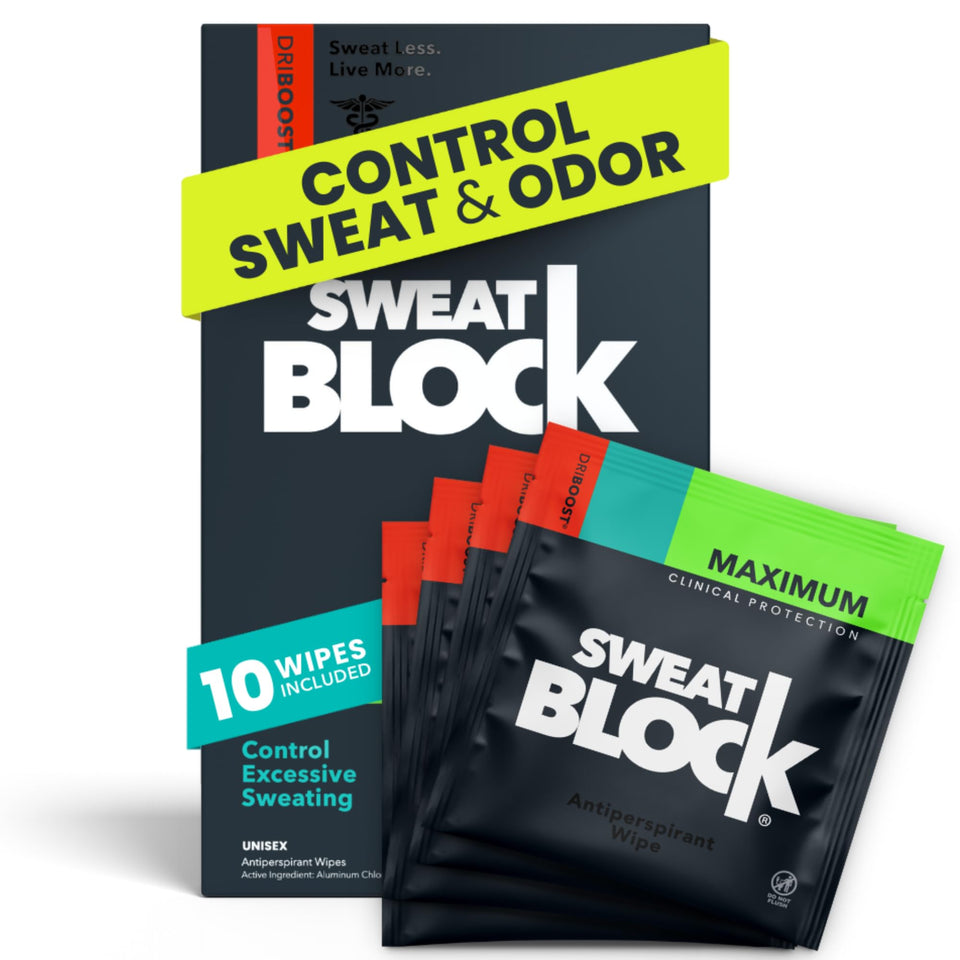 SweatBlock front packaging showing unscented clinical strength convenience