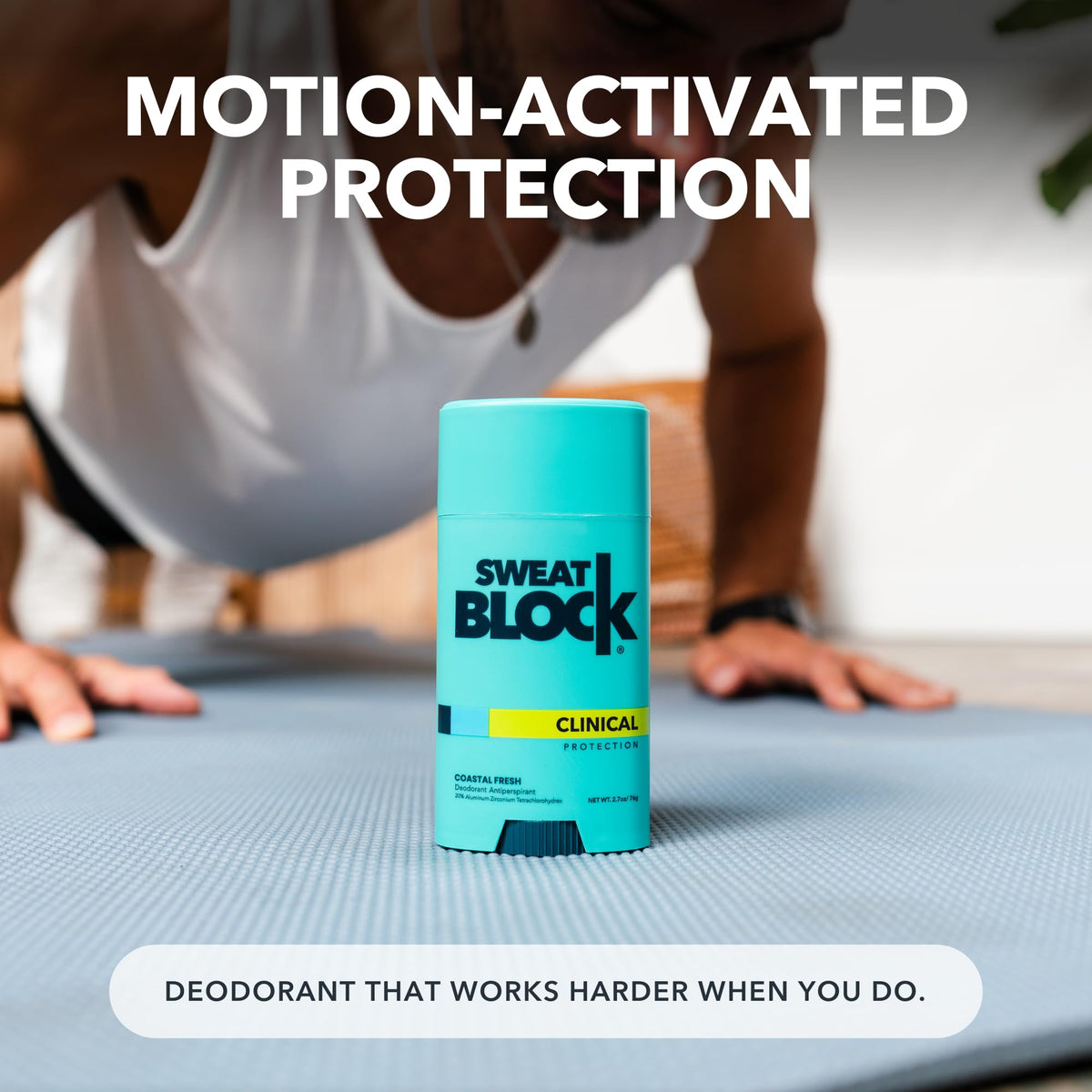 SweatBlock tucked inside gym bag conveying reliable protection during workouts