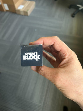 SweatBlock product label close-up showing ingredient clarity and clean formulation