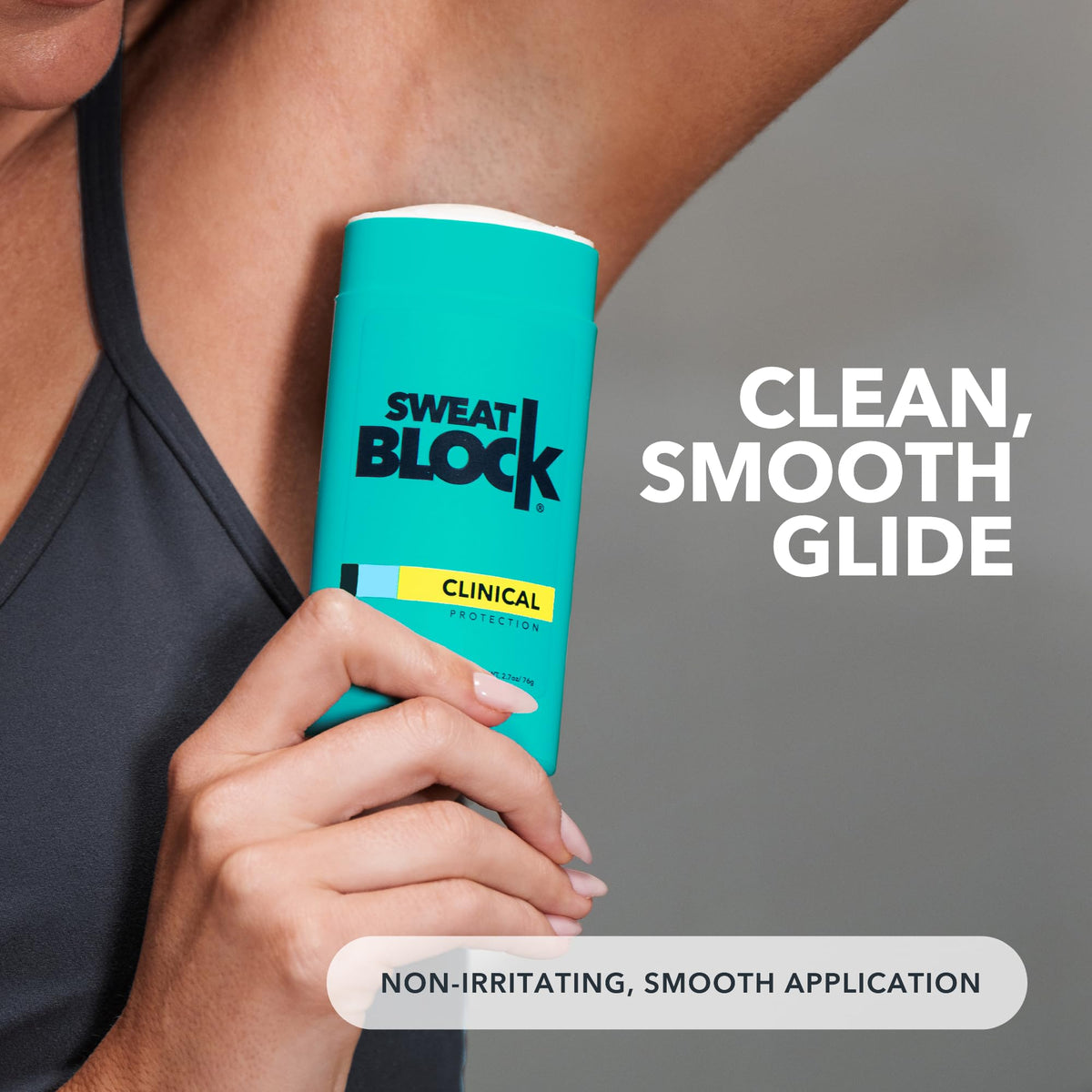 SweatBlock open cap ready for application demonstrating quick, clean use