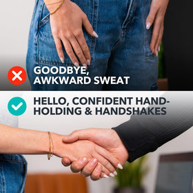 SweatBlock pump dispensing lotion illustrating controlled application and convenience
