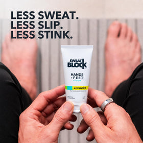 SweatBlock travel-size beside keys and phone showing portable, on-the-go convenience