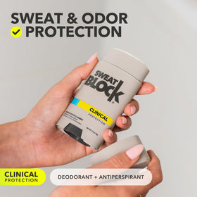 SweatBlock stick close up texture demonstrating smooth glide and non-irritating finish