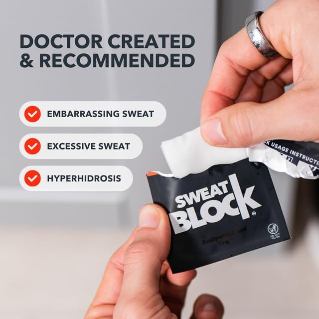 Close-up of SweatBlock wipe texture and cloth weave delivering concentrated antiperspirant