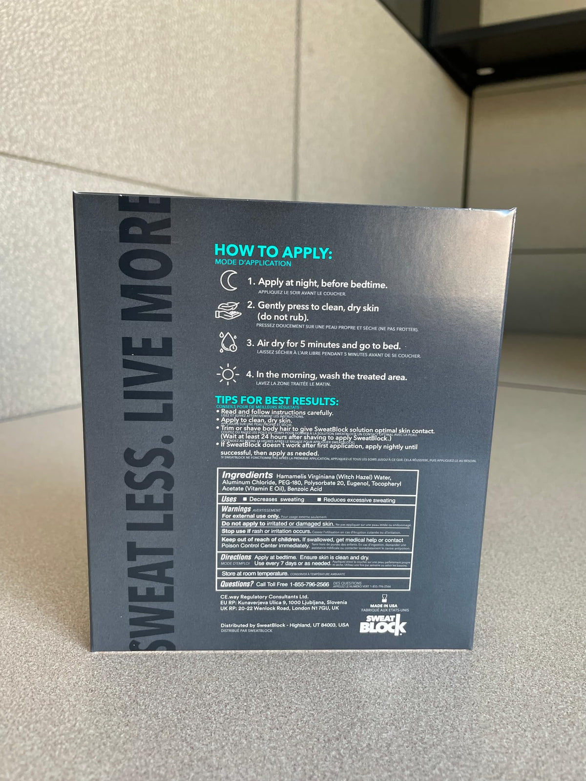 SweatBlock compact pack in pocket for travel-ready sweat protection convenience