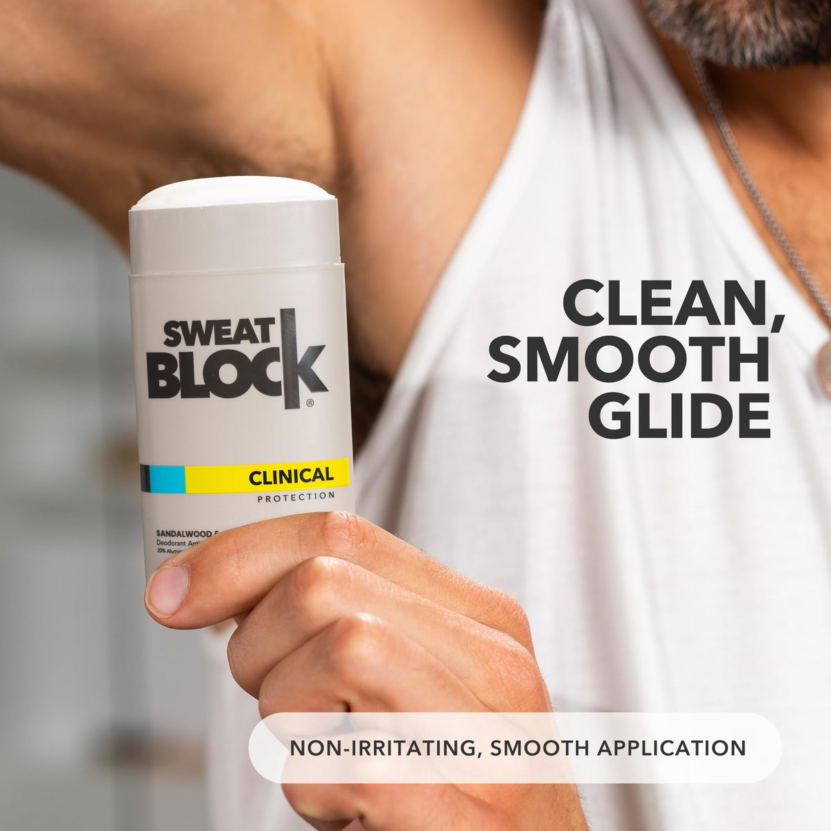 Two-pack of SweatBlock on table showing value and ready spare stick for consistency