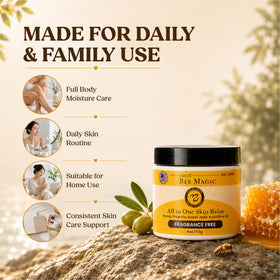Sweet Bee Naturals balm applied on hand showing quick absorption and hydration benefit