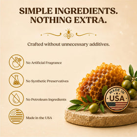 Sweet Bee Naturals eco-friendly packaging flatlay emphasizing small-batch craft and sustainability benefit