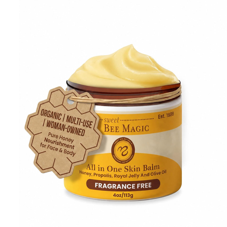 Sweet Bee Naturals front jar view showing product and clean packaging benefit