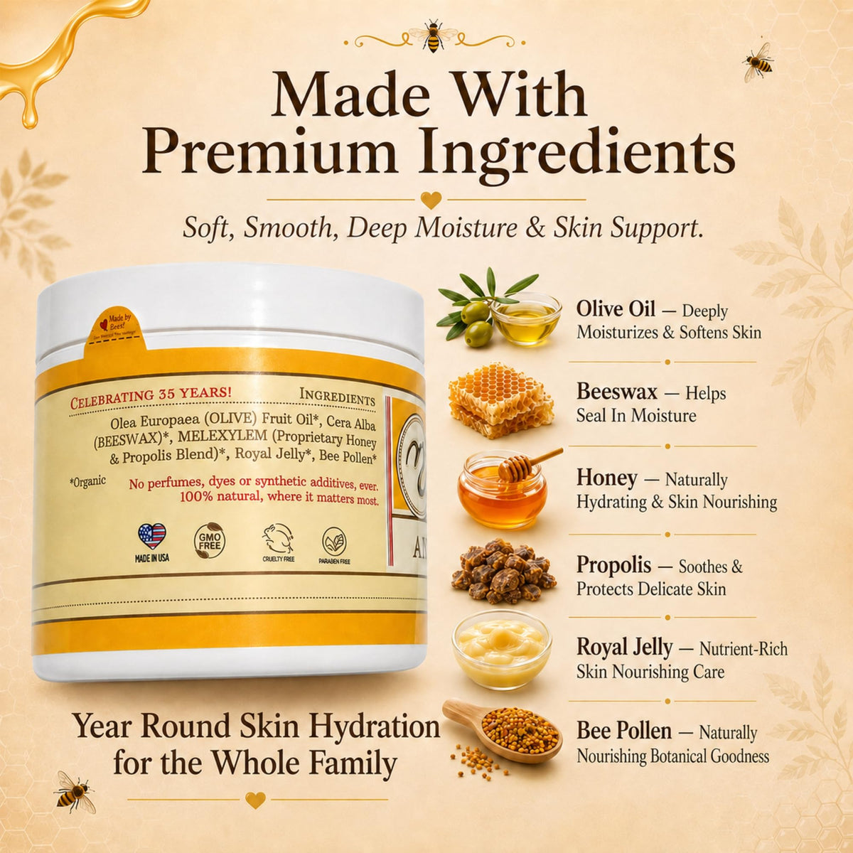 Sweet Bee Naturals jar on a bathroom shelf styled lifestyle shot showing everyday routine benefit