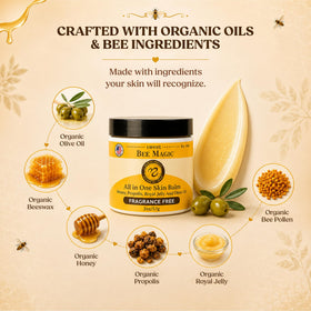 Sweet Bee Naturals open jar close-up showing smooth balm texture and fast absorbing hydration