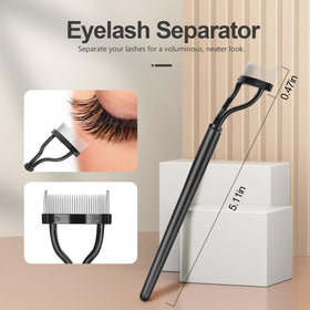 SWEET VIEW close-up of metal-tooth lash separator showing curved fit and precise clump removal