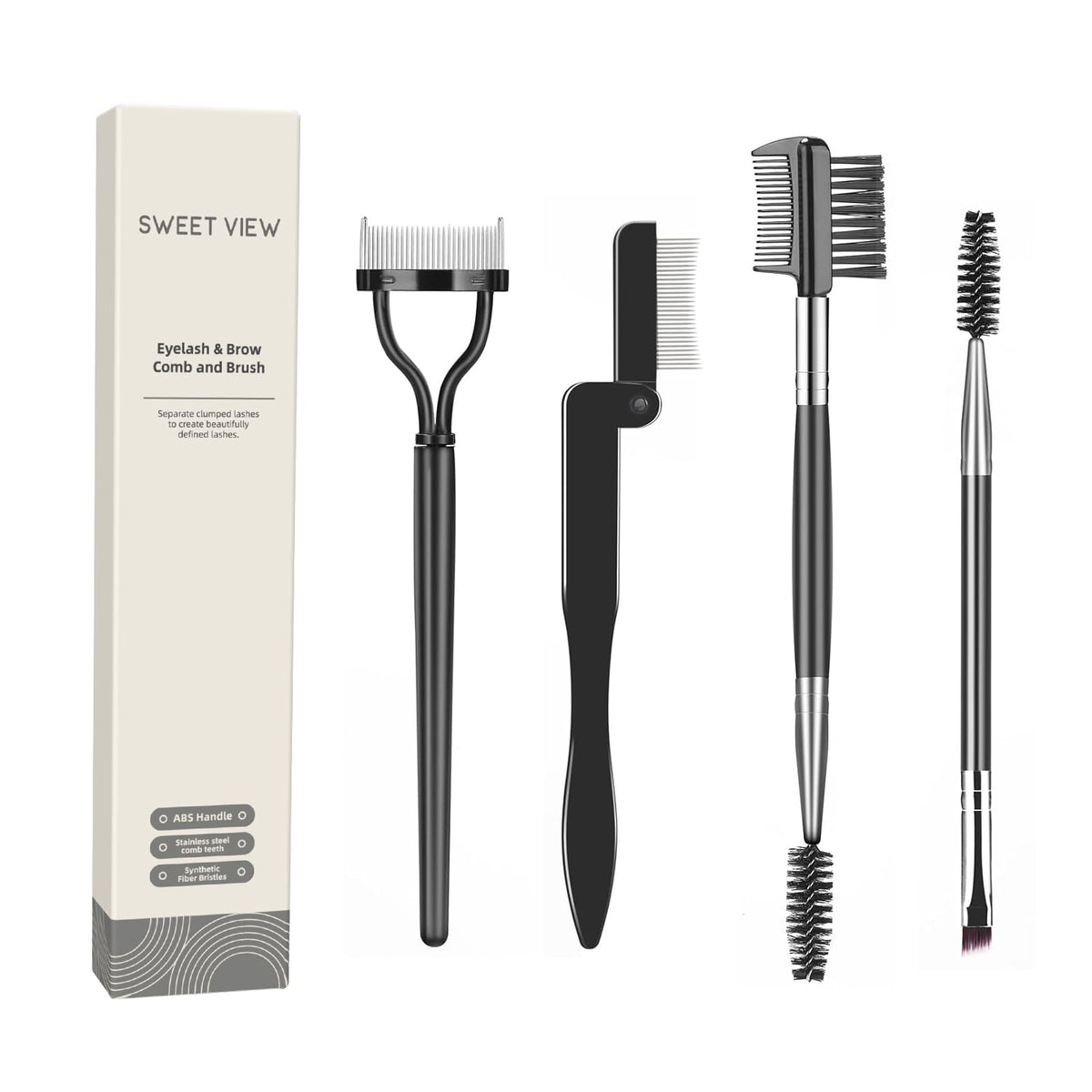 SWEET VIEW front view of the four-piece tool kit showing organized tools and durable handles