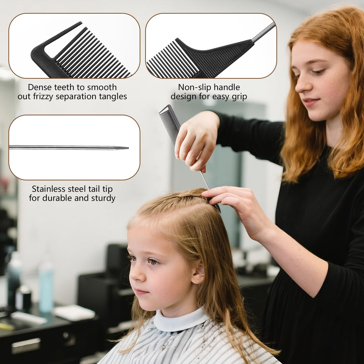 SWEET VIEW brush smoothing a ponytail for frizz control and sleek finish