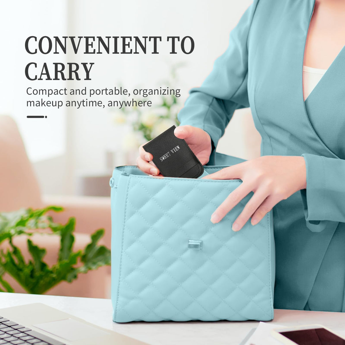 SWEET VIEW kit held in hand showing compact travel size
