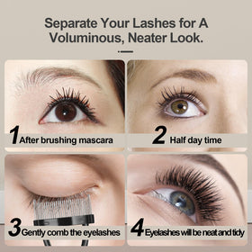 SWEET VIEW tool used on lashes removing mascara clumps for cleaner, separated lashes