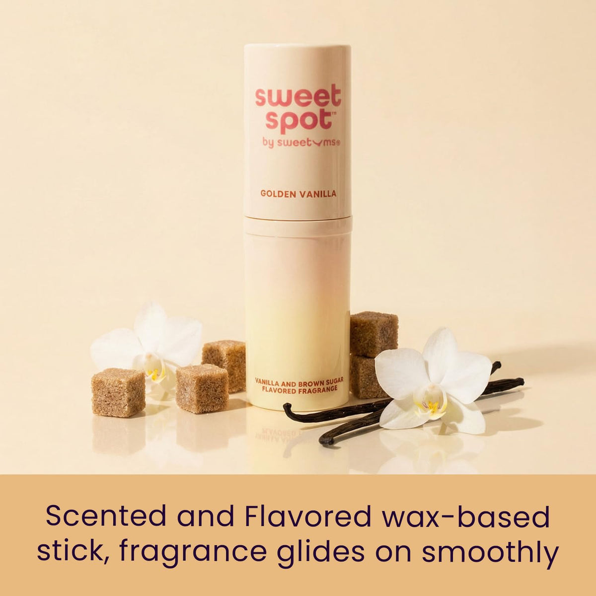 Sweetums open stick close-up showing applicator and easy, mess-free use
