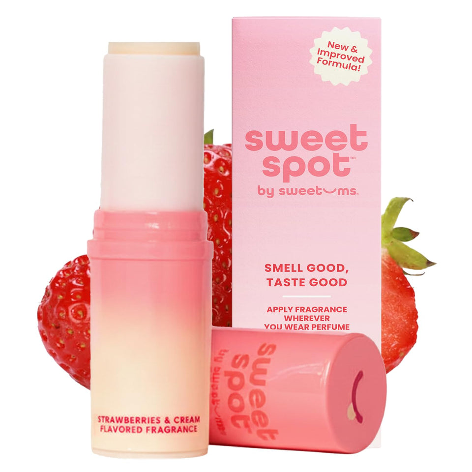 Sweetums SweetSpot front packaging showing compact travel-ready stick and branding