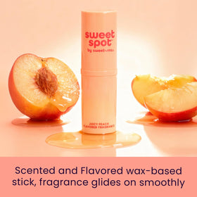 Sweetums SweetSpot Peach open stick close-up highlighting smooth wax surface