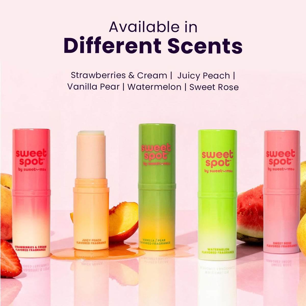 Sweetums SweetSpot beside strawberries and cream to evoke scent profile and appeal