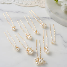 SWEETV pins inserted in bridal updo illustrating secure hold and elegant finish