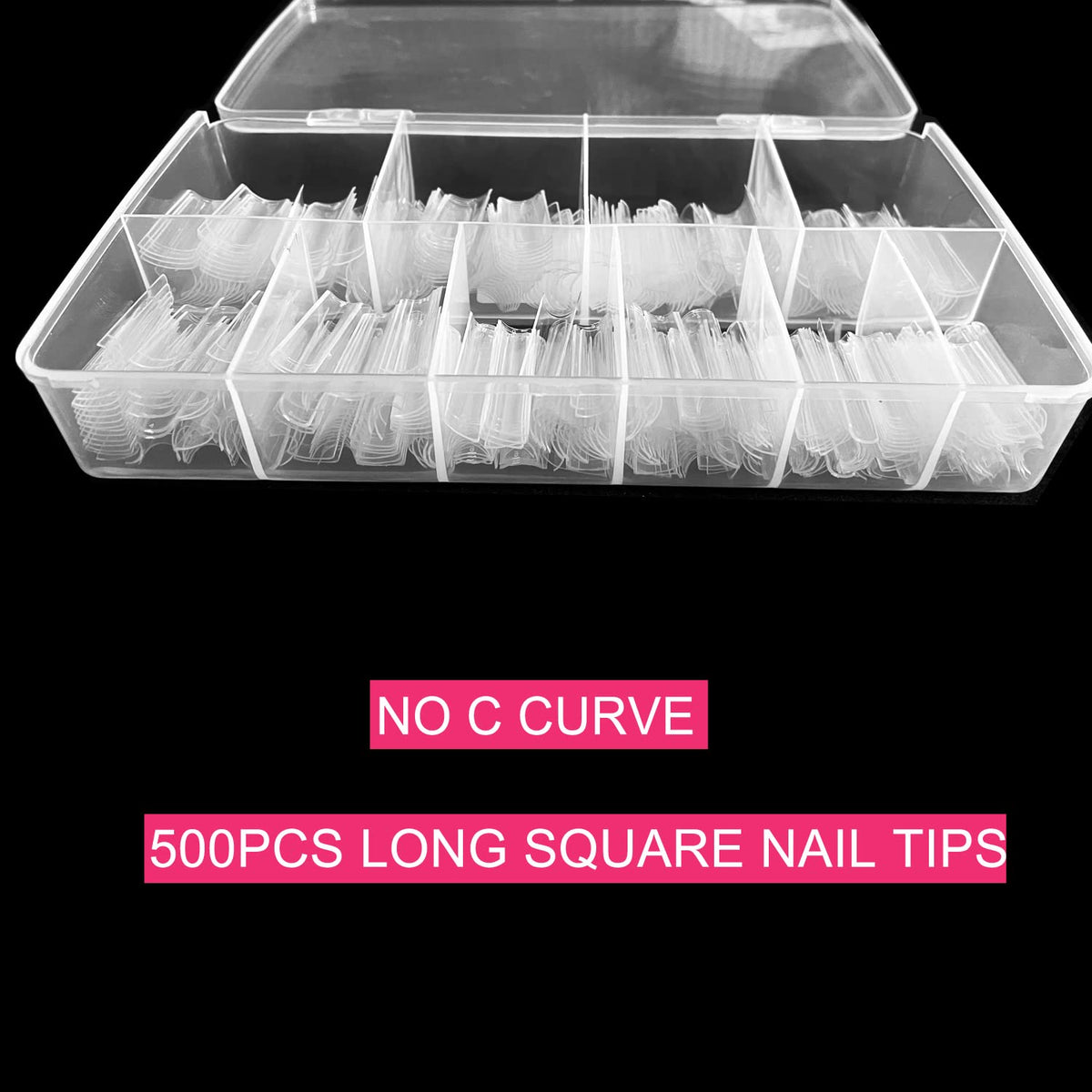 SWETIDY open plastic box with ten compartments holding 50 tips each for easy selection