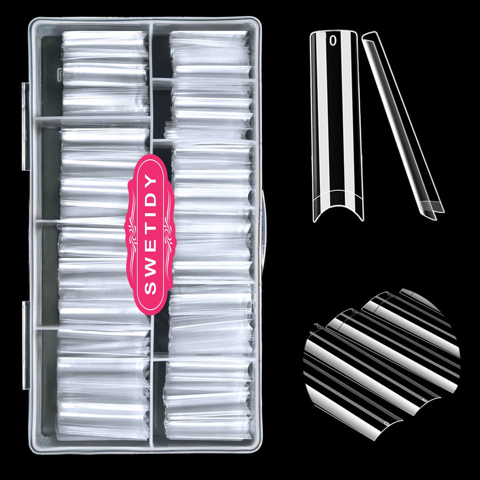 SWETIDY front packaging showing 500 clear XXL tips, improves salon supply efficiency