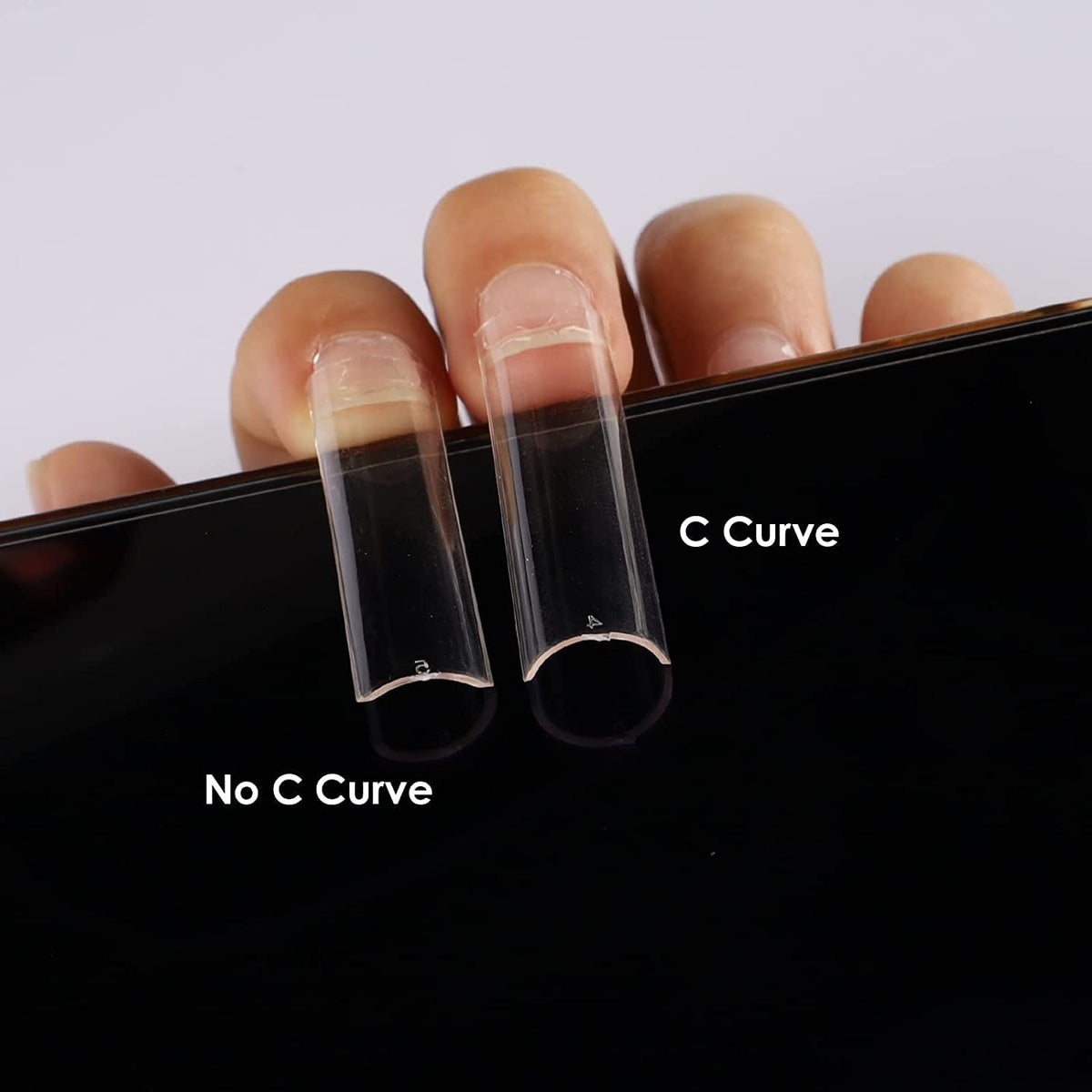 SWETIDY scale comparison on hand model, shows dramatic extra-long extension effect