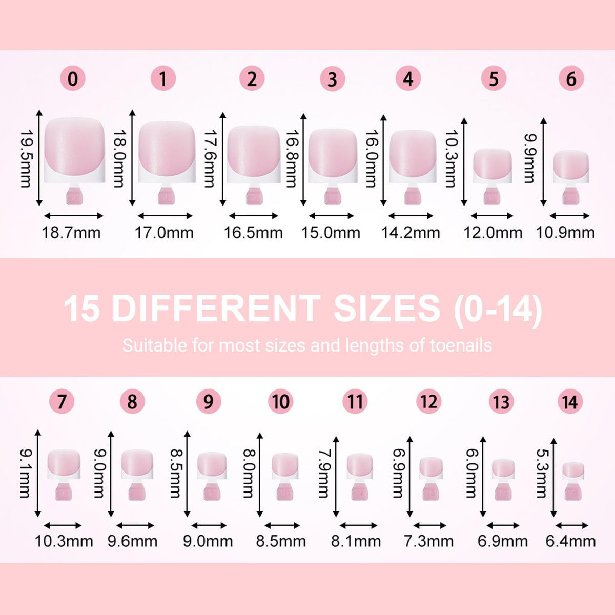 SWETIDY size layout with 15 sizes visible for precise toe matching