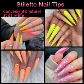 SWETIDY trimmed and filed tips showing coffin and French-ready edges for customization