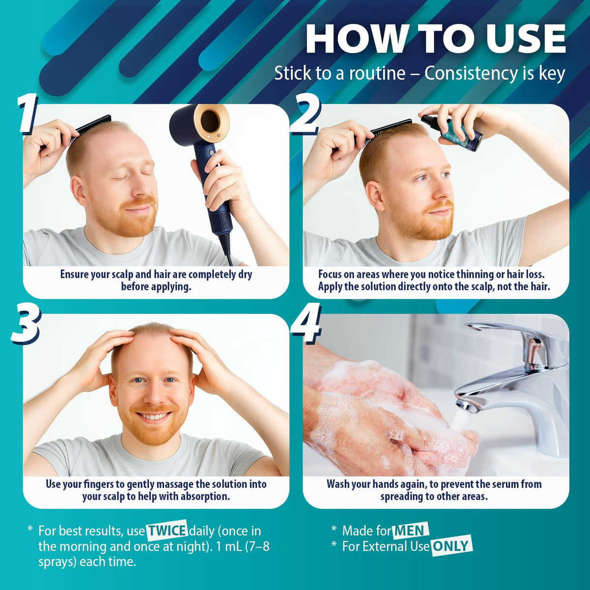 Swiftalyn beard application demo showing targeted spray for patchy facial hair coverage