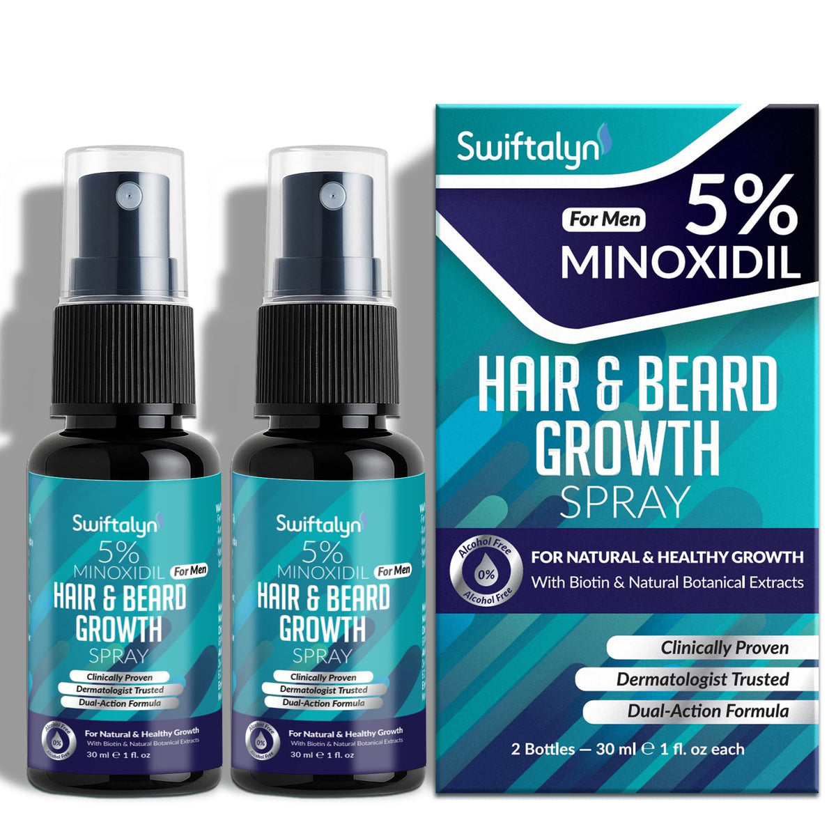 Swiftalyn front packaging showing label and spray bottle for clear identification and use