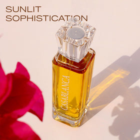 Swiss Arabian Casablanca scent accords visualizing fruit, orris, patchouli and amber balance