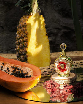 Swiss Arabian perfume oil texture on skin showing smooth, concentrated finish