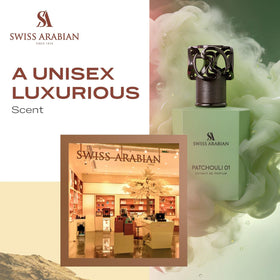 Swiss Arabian bottle being sprayed to show easy application and projection
